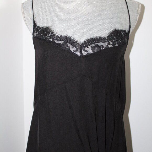 NWT Tibi Black Lace Trim Midi Slip Dress 2 - Picture 3 of 8